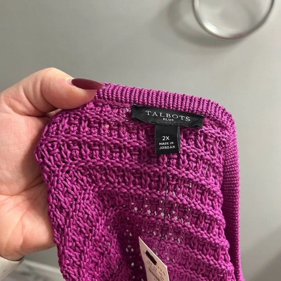 Talbots Fuchsia Knit Cardigan Jacket - Picture 3 of 6